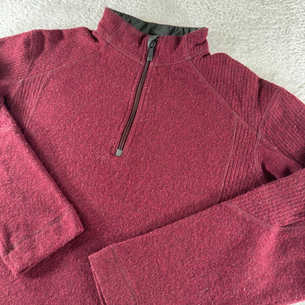Mountain Hardwear Sweater Mens Medium Quarter Zip Wool Blend Outdoor Red Warm